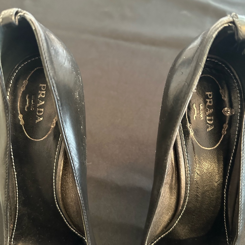 Prada Black High Heel Pumps with Glossy Finish